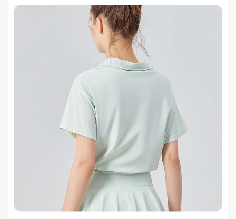 Women's Multi-Sport Athletic T-Shirt - Breathable Crop Top for Yoga & Tennis