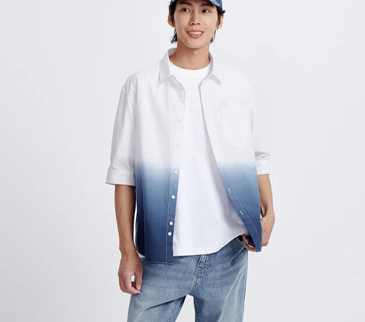 Men's Gradient Tie-Dye Shirt - Summer Designer Mid Sleeve Casual Top