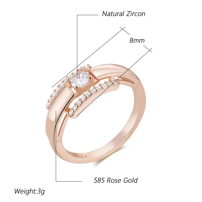 Elegant Rose Gold Wedding Ring - Natural Zircon