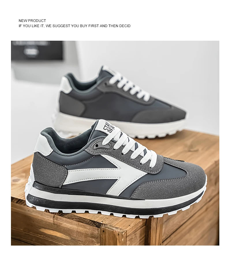 Men's Casual Sneakers Breathable Running Sport Shoes Tennis Sneakers Lace Up Platform Trainers Shoes