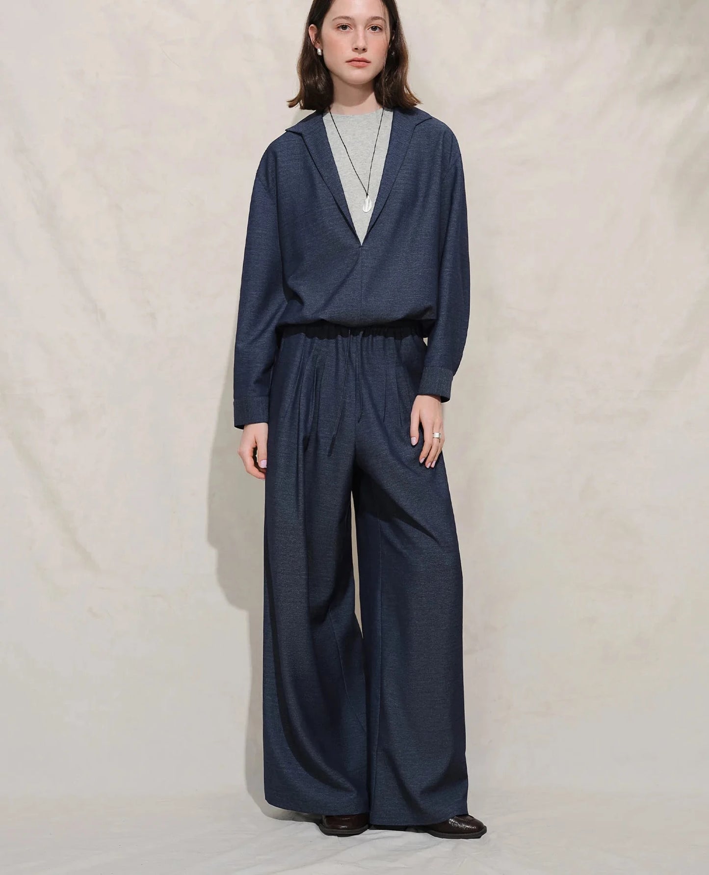 Navy Blue Three Piece Set - Coordinated Outfit for Office and Casual Wear