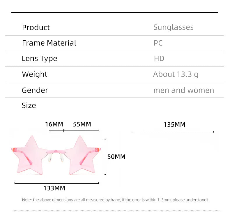 Women's 12/16 Pack Rimless Star Shaped Sunglasses Set