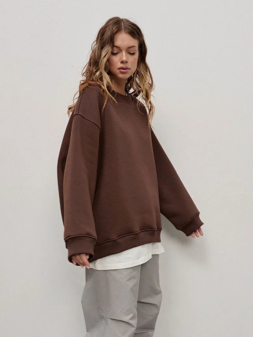 Women's Oversized Loose Pullover Fleece Sweatshirt