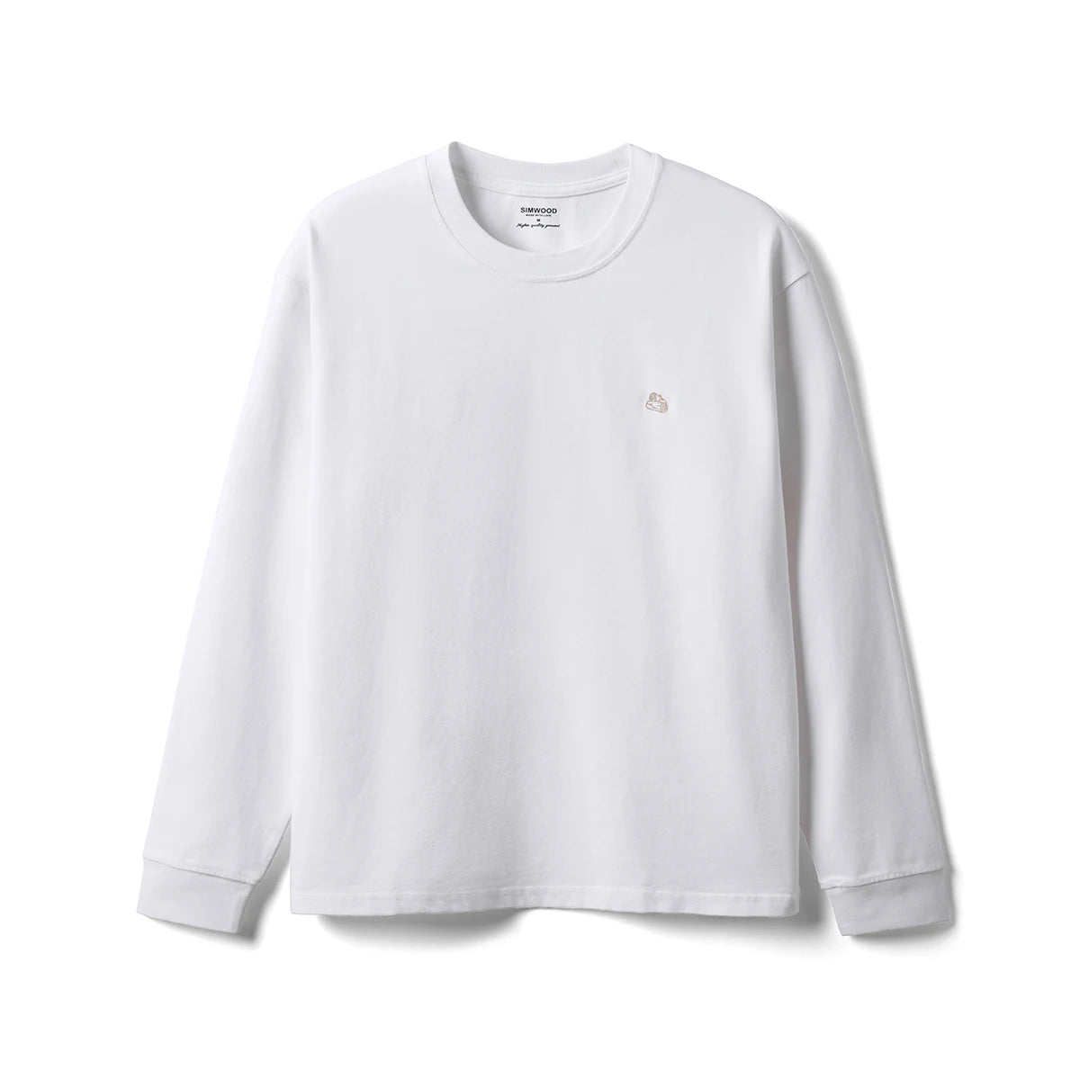 Men's Short Length Oversize 280gsm Sorona Fabric Logo Embroidery Long Sleeve T-shirt