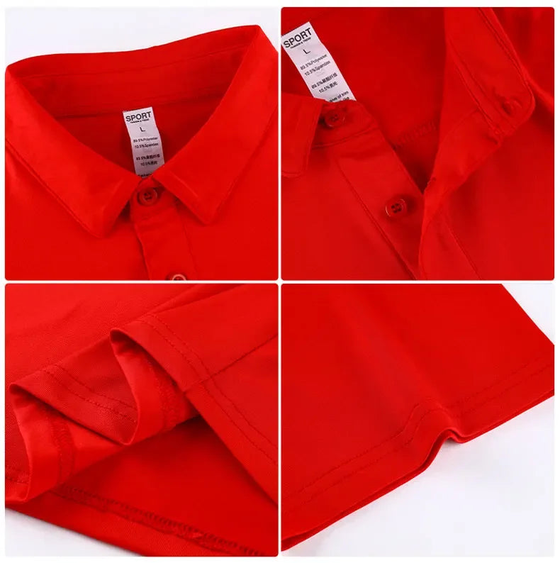 Men's Summer Casual Stretch Gym Muscle Fit Shirt Sports  Quick Dry Ice Silk Short Sleeve Golf Polo Lapel T-Shirt