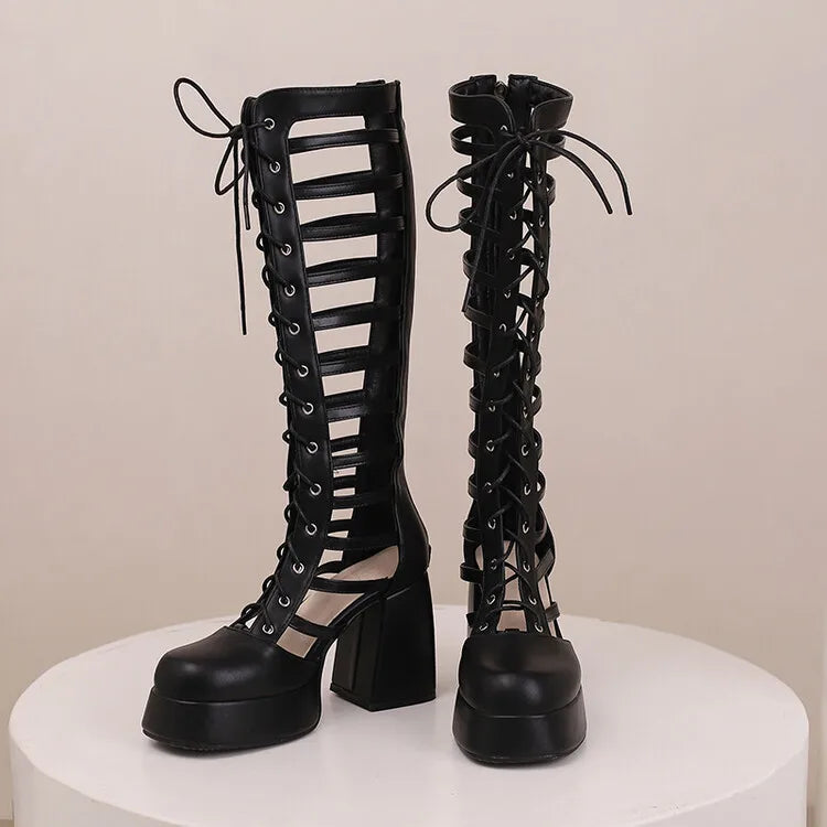 Women's Zipper Waterproof Platform Summer Knee Length Boots