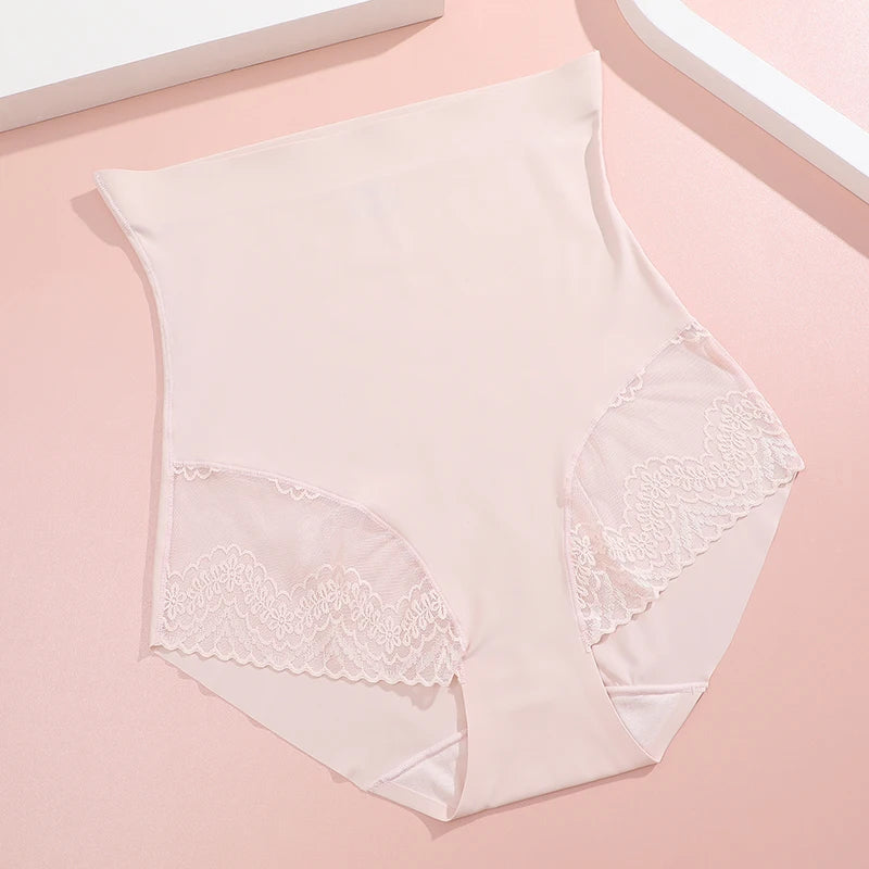 High Waist Tummy Control Panties - Women's Floral Lace Shaping Briefs (S-XXXL)