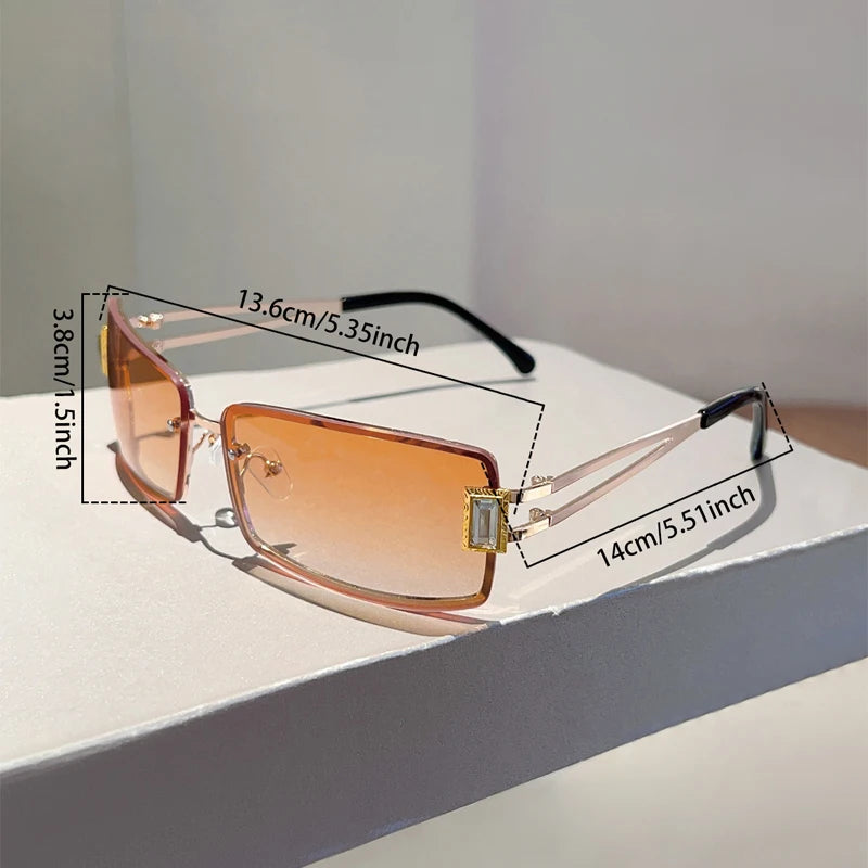 Unisex Rectangle Metal Gradient Sunglasses