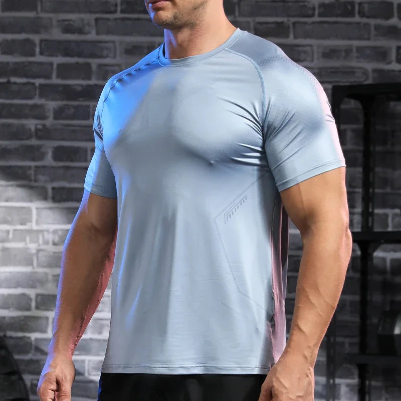 Men's Short Sleeve Breathable Gym Fitness Muscle Fit Shirt Yoga Running T-shirt