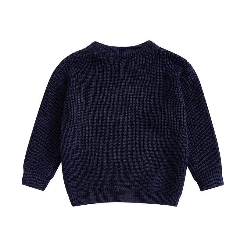 0-5Y USA Kids Boys Girls Sweater Letter Star Embroidery Long Sleeve Crew Neck Knitted Pullover Tops