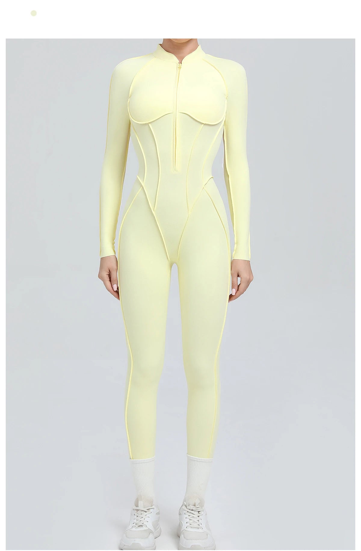 Nylon Jumpsuit - Yoga Fitness Bodysuit with Zipper