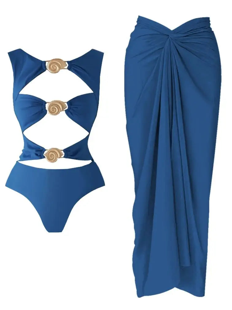 Cut-Out Swimsuit with Skirt - Bikini Dress Set