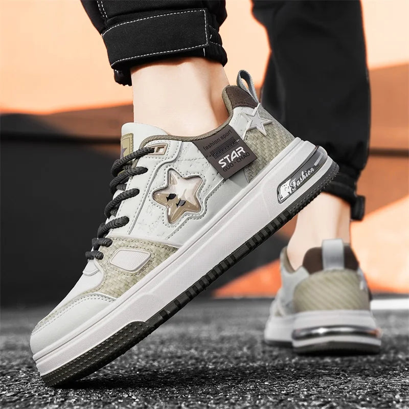 Men's Casual Stars Platform Crystal Fish  Skateboard Sports Sneakers
