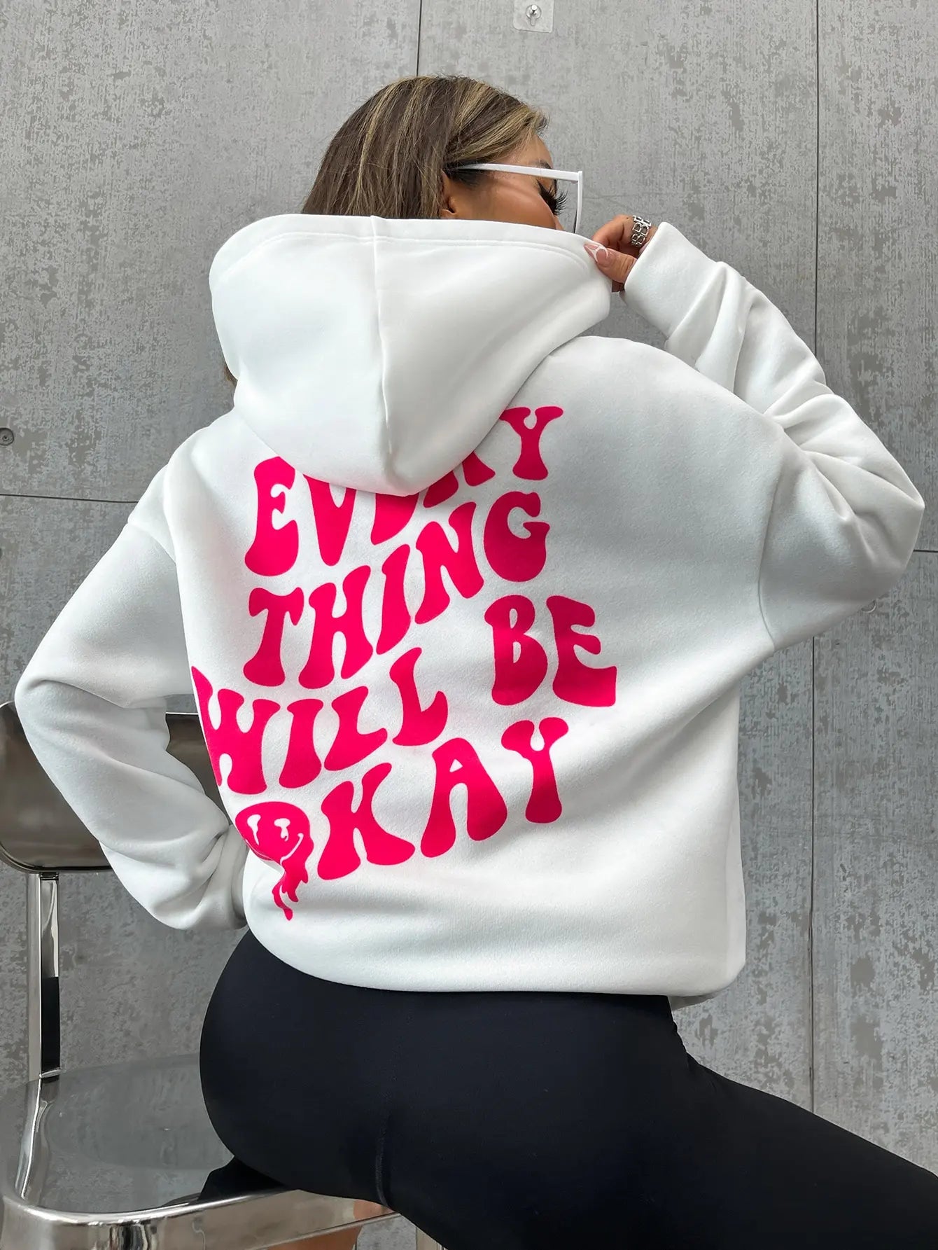 "Everything Will Be Okay " Print Pullover Hoodie