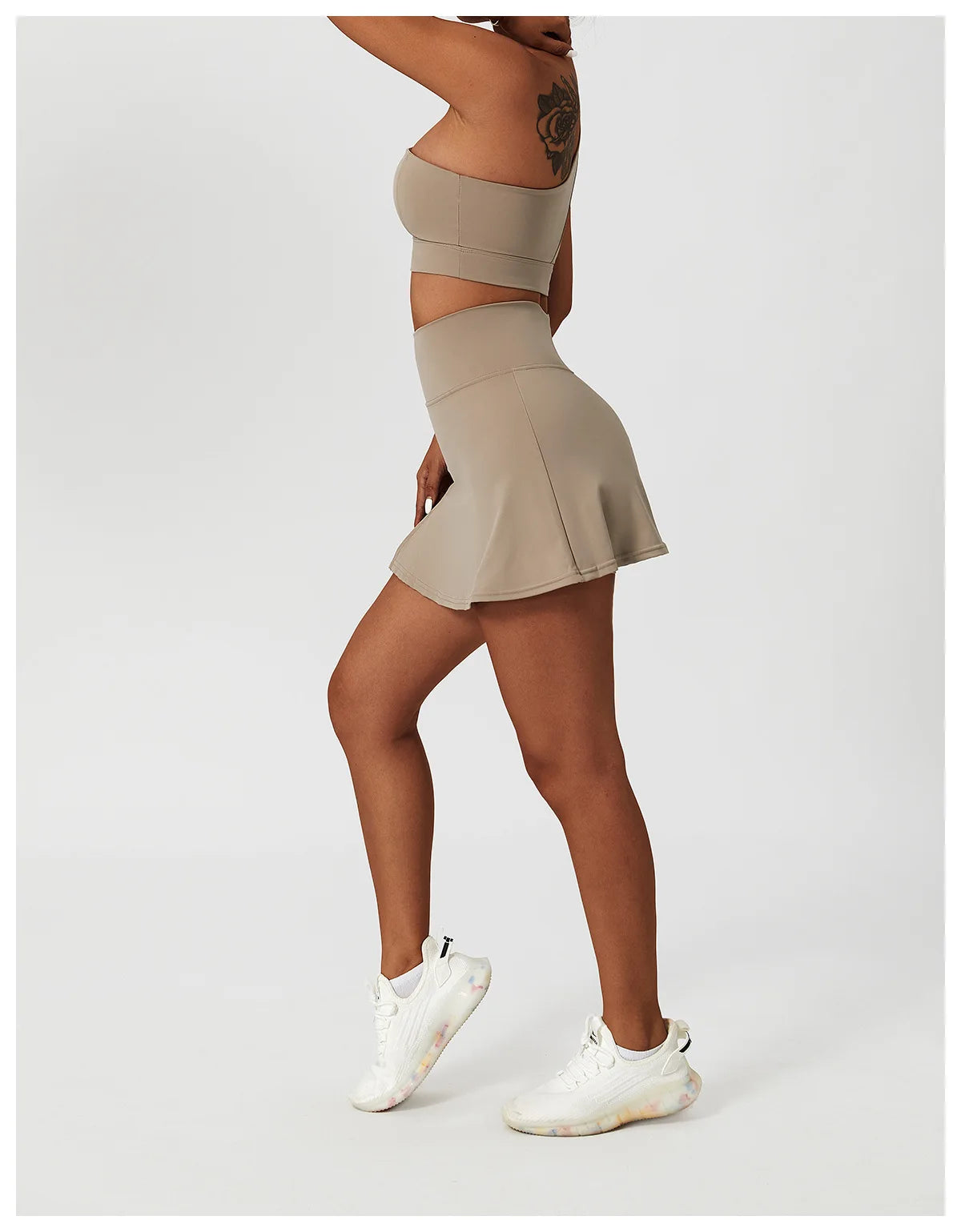 Women’s 2pc Sports Skirt Suit Outdoor Leisure Single Shoulder Bra Suit Quick Drying Tennis Set Yoga workout Skirt Set