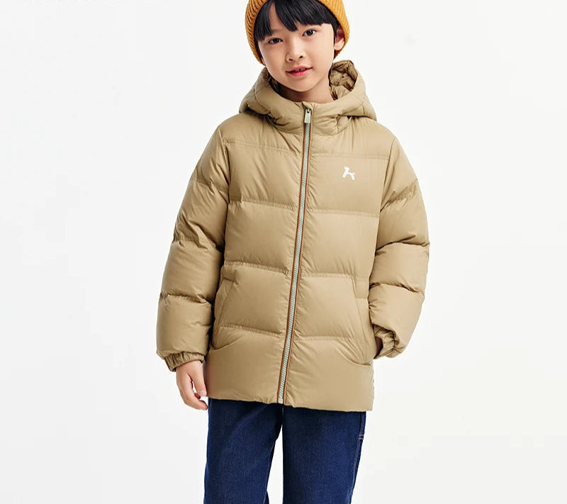 Children's Three-Proof Down Jacket - Hooded Winter Coat with Print