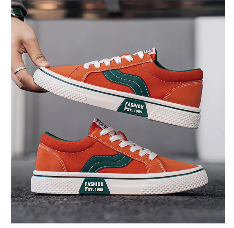 Men's Canvas Skateboard Sneakers - Lace-Up Casual Trainers