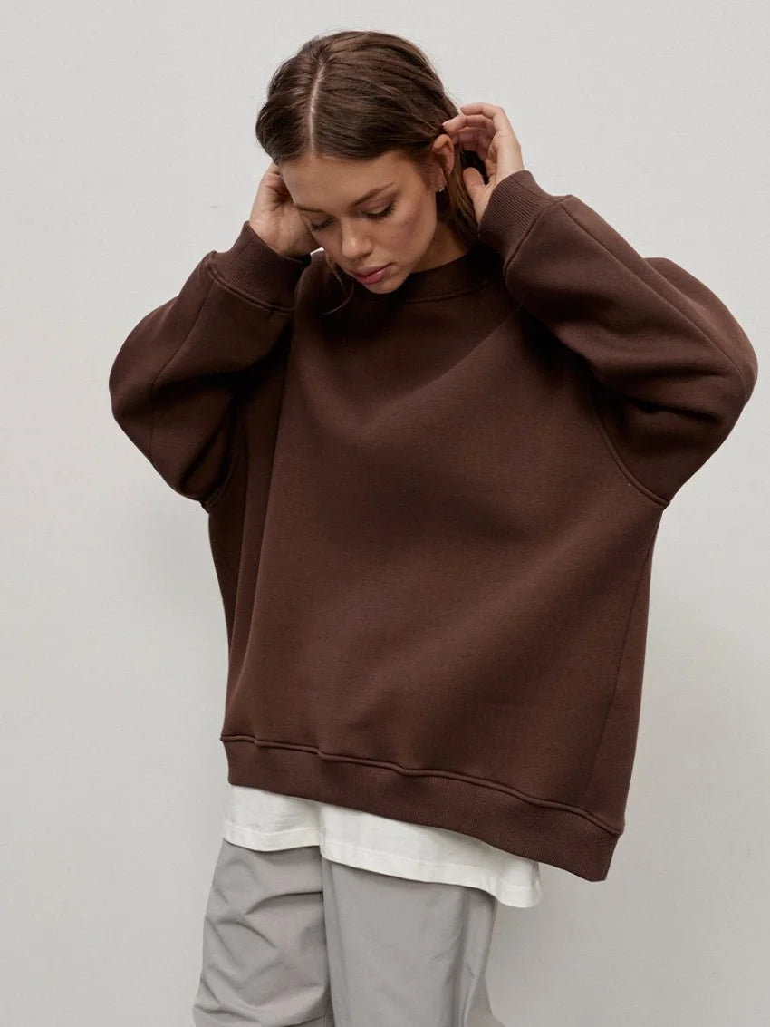 Women's Oversized Loose Pullover Fleece Sweatshirt