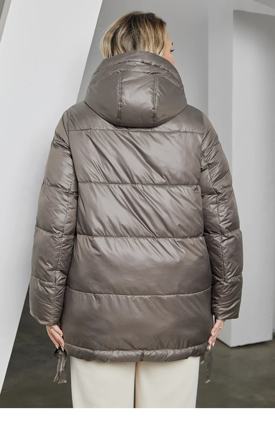 Women's Quilted Winter Parka - Plus Size Hooded Down Jacket