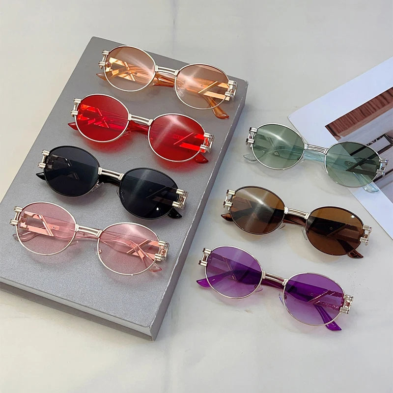 Unisex Vintege Oval Gradient Casual Sunglasses