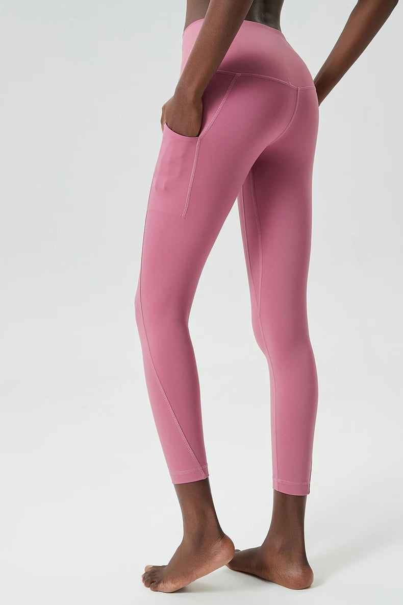 Women's High Waist Sports Leggings Buttery Soft Pocket Yoga Pants Slim Fit Stretchy Workout Running Tights Sportswear