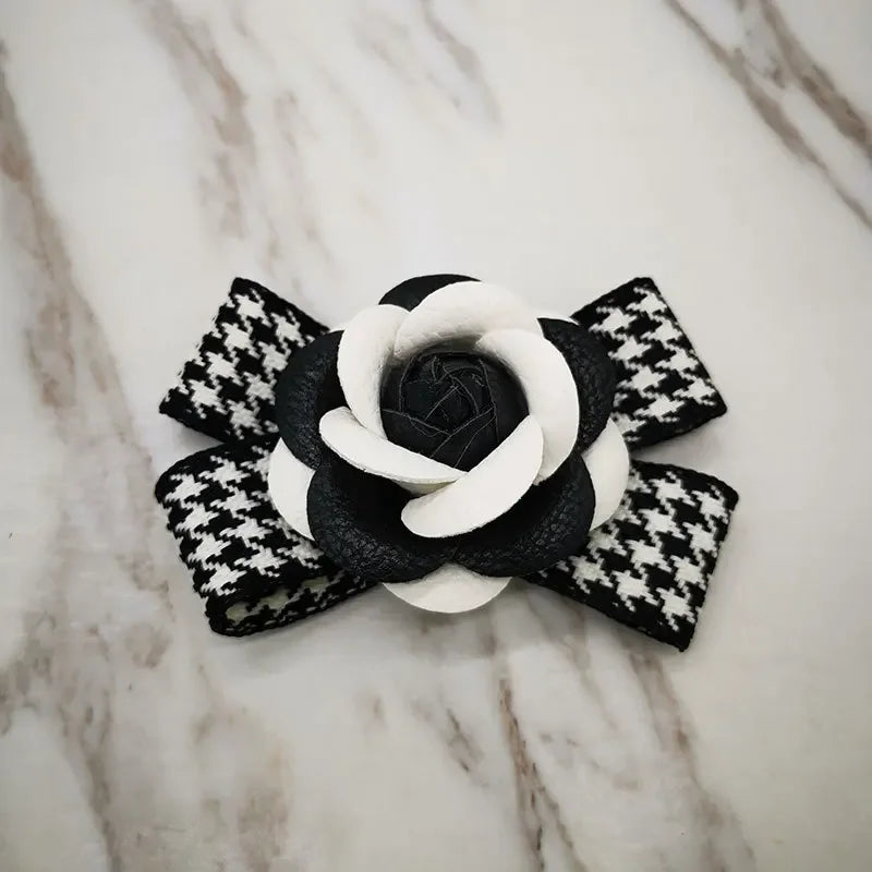 Retro Camellia Flower Brooch - Fabric Bow Lapel Pin for Women