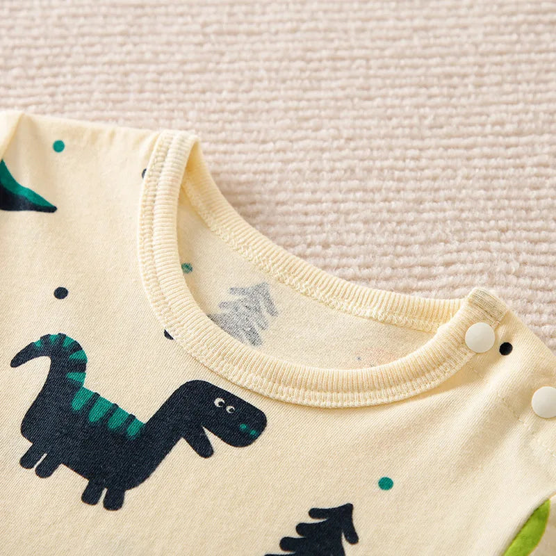 Baby's Cartoon Dinosaur Print Short Sleeve Babygrow Romper