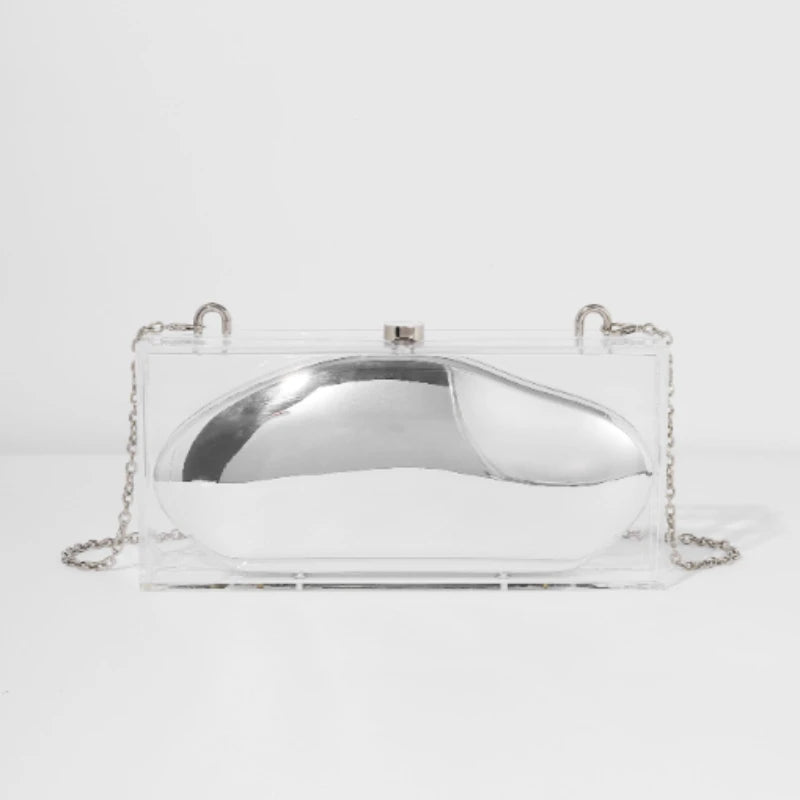 Women's Square Acrylic Chain Shoulder Bag – Elegant Clutch Crossbody Purse