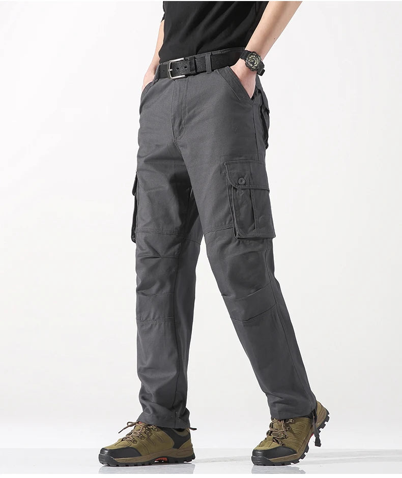 Spring Autumn Cotton Cargo Pants - Multiple Pockets Casual Trousers