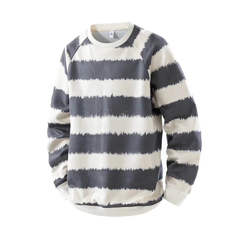 Men's Heavyweight Striped Sweatshirt - Vintage O-Neck Pullover for Spring Autumn