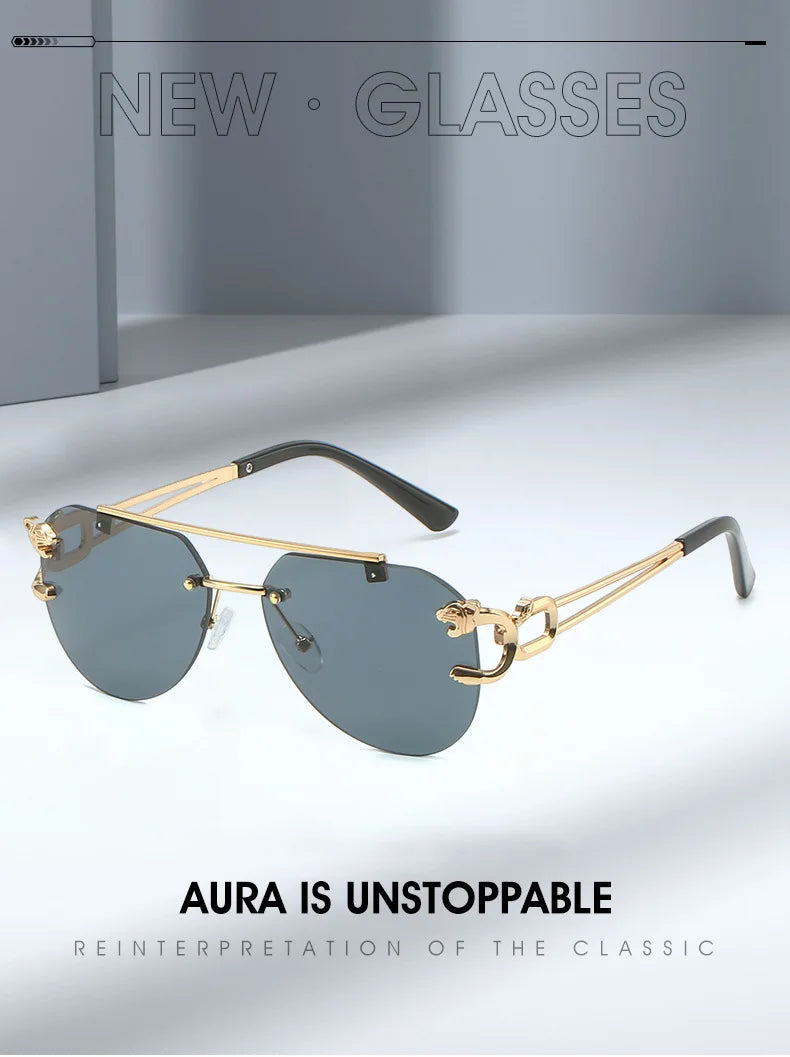 Unisex 2 Pairs Per Set Rimless Gradient Double Bridge Sunglasses