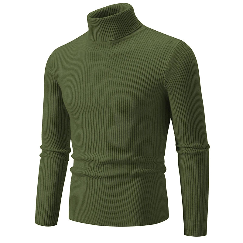Men's Slim Fit Turtleneck Sweater - Warm Knitted Pullover