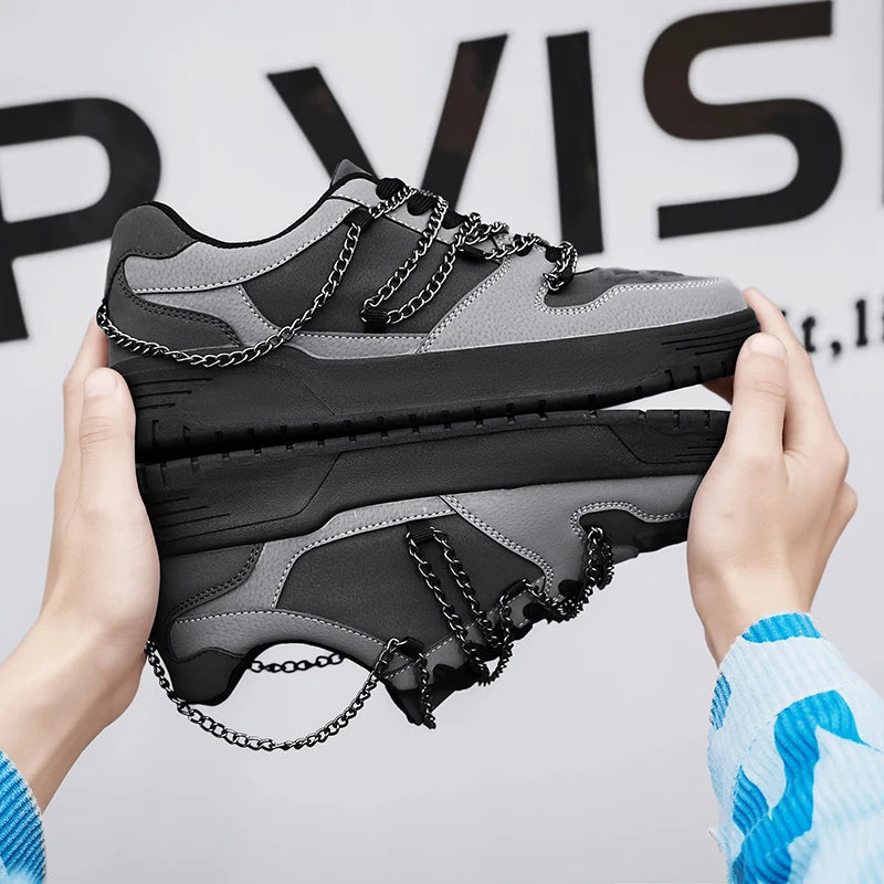 Men's Metal Chains Skateboard Sneakers