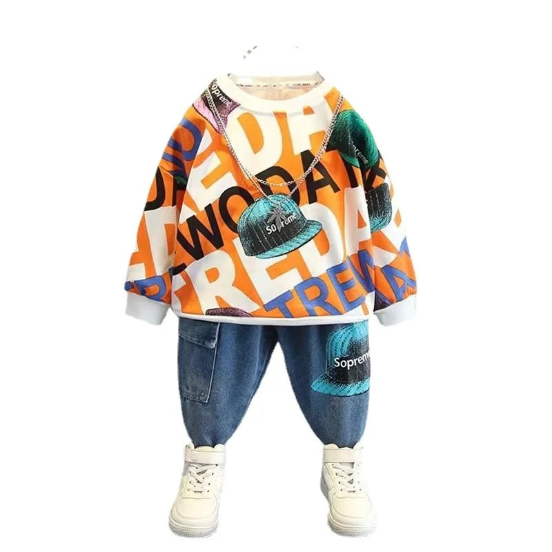 Children's Sweatshirt Two-piece Outfit Set