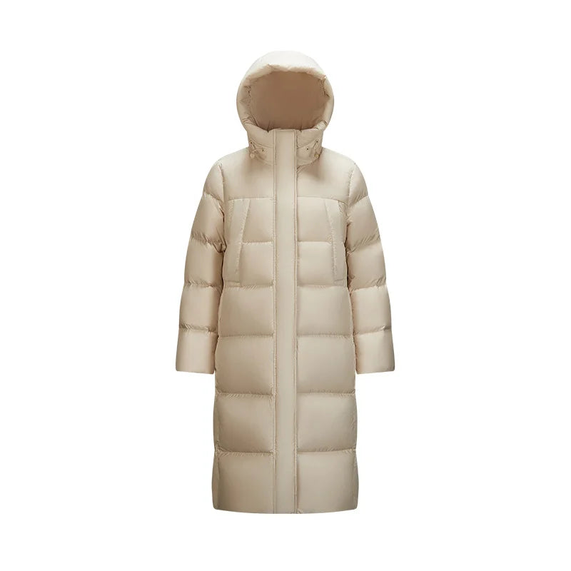 Women's Long Down Jacket - Three-Proof Hooded Winter Coat Loose Fit