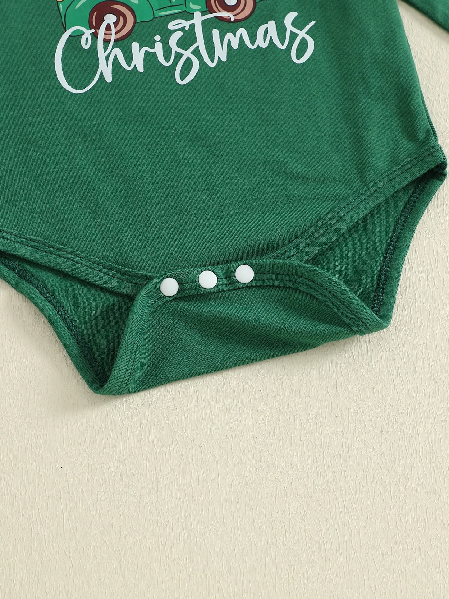 Christmas Baby Boys 3-Piece Outfit Set - Printed Romper, Overalls & Hat (0-18M)