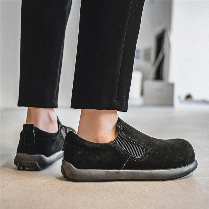 Men's Casual Sneakers British Style Loafers Slip-on Suede Leather Shoes