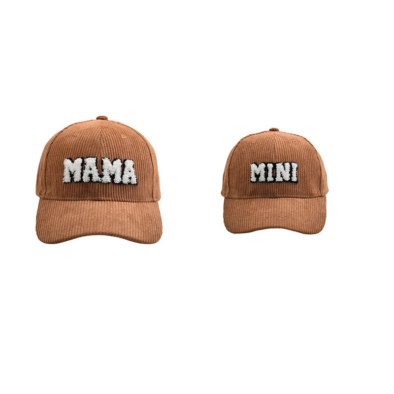 Parent-Child Kids Adult Hats Leopard/Letter Printed Corduroy Baseball Caps Outdoor