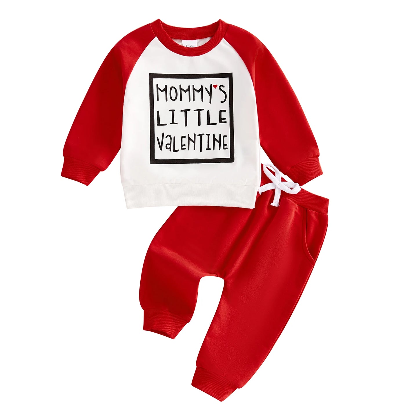 0-3Y Casual Baby Boys Valentines Day Clothes Sets Color Patchwork Letter Print Long Sleeve Sweatshirt Solid Pants