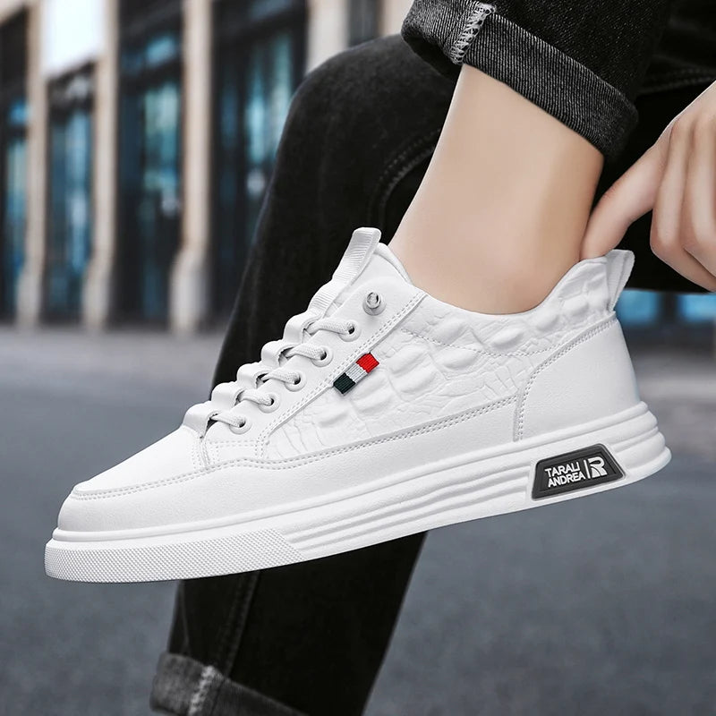 Men's Casual Shoes PU Leather Skateboard Sneakers Breathable Tennis Sports Trainers Sneakers