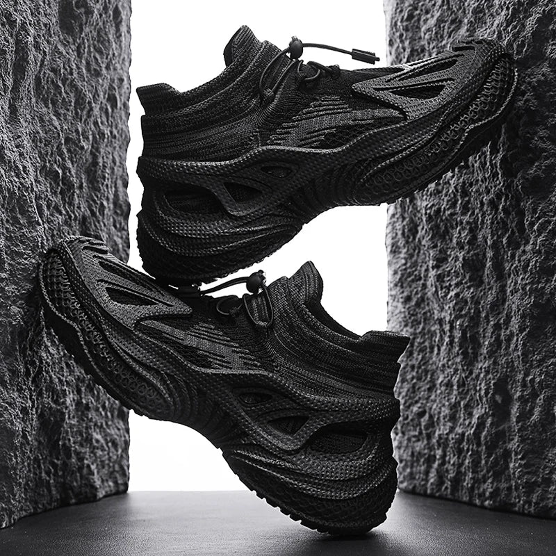 Men's Sports Mesh Running Sneakers Lace Up Comfortable Casual Sneakers