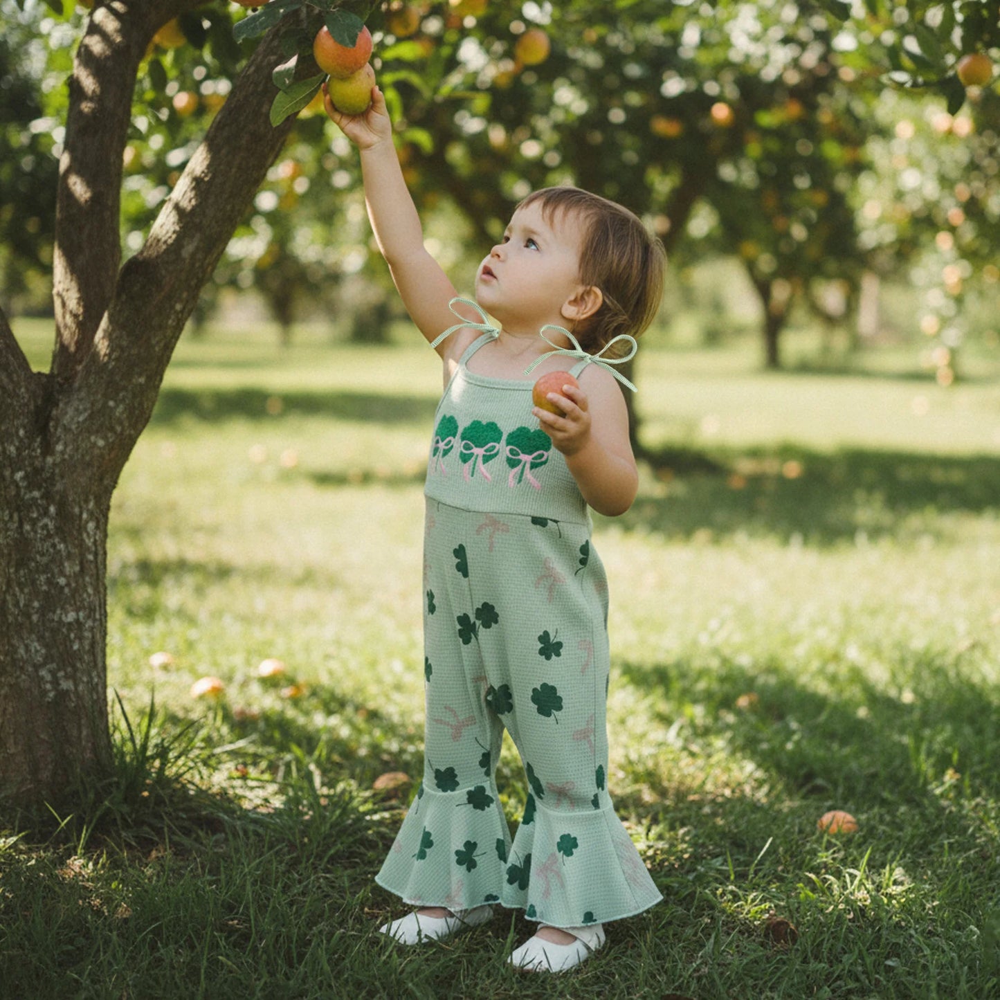 Toddler Kids Irish Flare Pants Overalls - Four-Leaf Clover Bell Bottom Jumpsuit 0-4Y