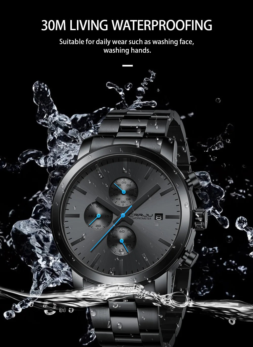 Stainless Steel Chronograph Watch - Luxury Waterproof Business Watch
