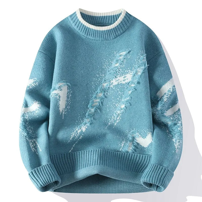 Men's Knit Sweater - Patchwork Casual Pullover
