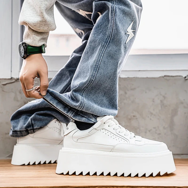 Men's Platform Skateboard Vulcanized Lace Up Sneakers