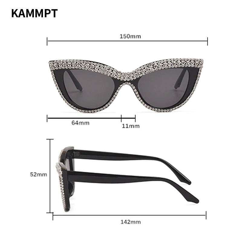 2 Pairs Vintage Cat Eye Sunglasses with Rhinestones Women Fashion Decor Shades Trendy Outdoor Sunglasses