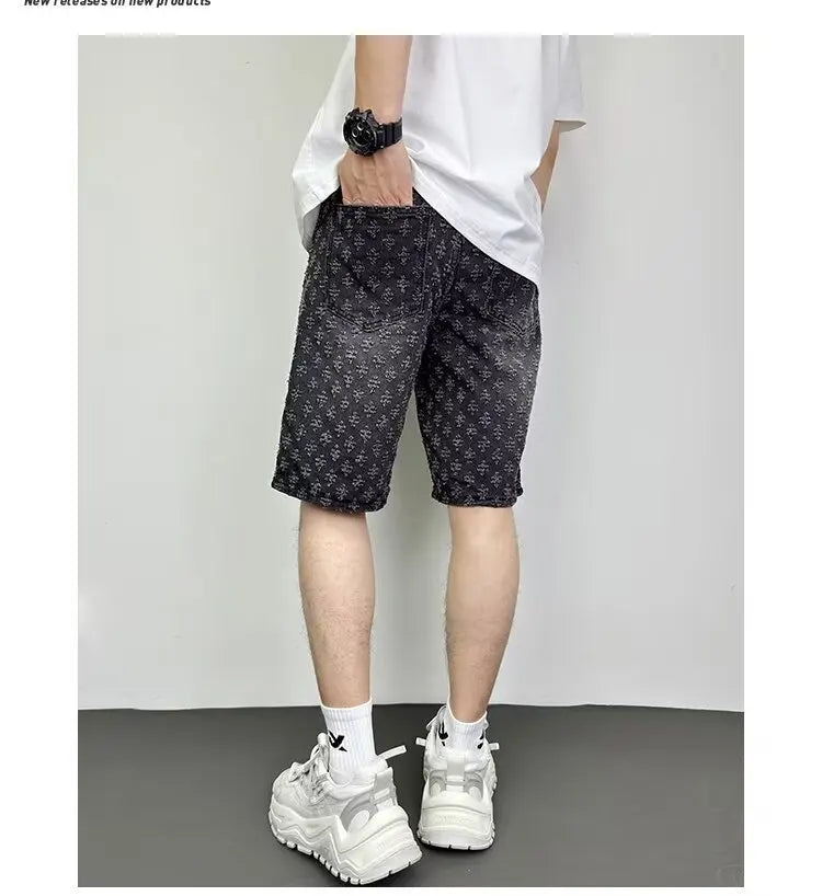 Men's Summer Retro five-point Casual Denim Ripped Shorts