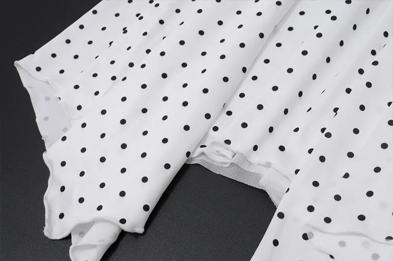 Women'Polka Dot Off Shoulder Two Piece Club Outfit Set