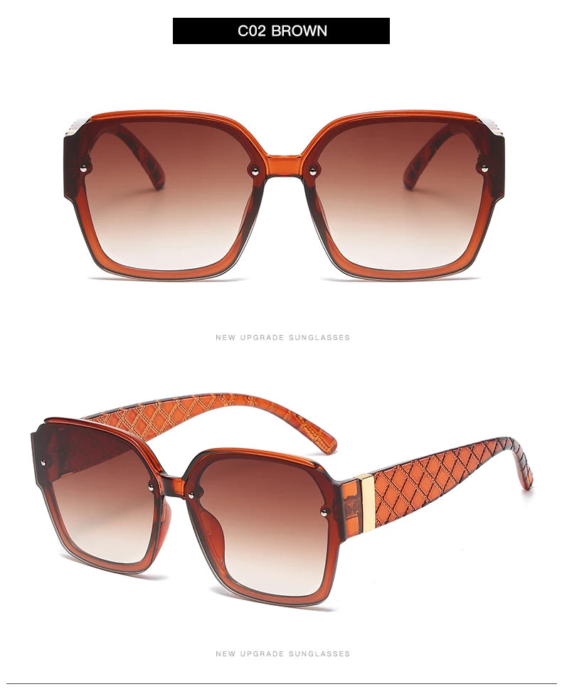 Women's 1/3pcs Classic Square Large Frame Retro Mesh  Gradient Sunglasses UV400