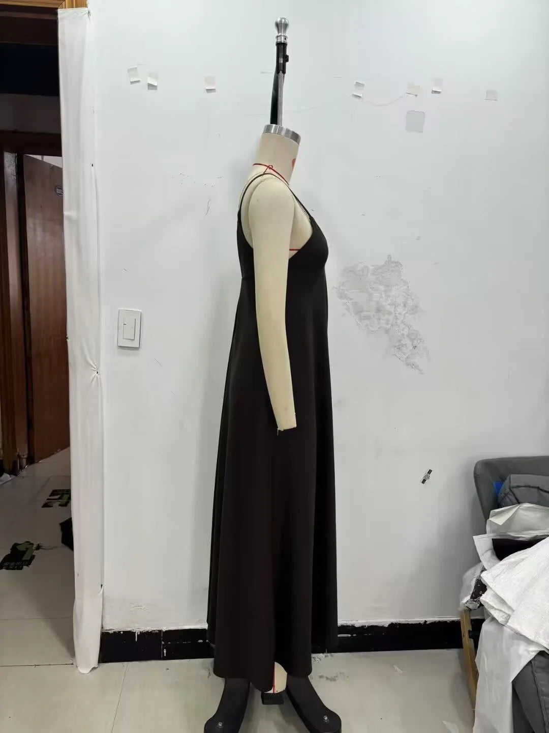 Women's V-Neck Backless Camisole Maxi Dress - Casual Vacation Style